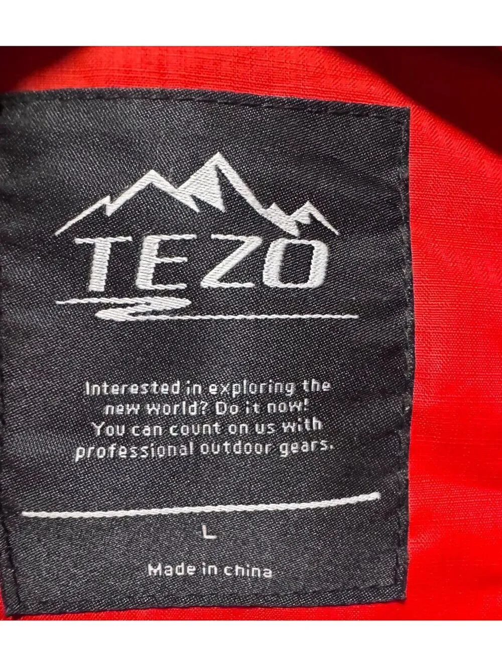Tezo Mens Red Black Polyester Long Sleeve Windbreaker Hiking Rain Jacket (L)